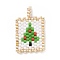Christmas Theme Handmade MIYUKI Japanese Seed Loom Pattern Seed Beads, Christmas Theme Rectangle Pendants, Christmas Tree Pattern, 24x15x1.7mm, Hole: 3x2mm