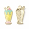 Alloy Enamel Pendants, Ice Cream Charm, Golden, Champagne Yellow, 23.5x11x2.5mm, Hole: 2mm