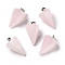 Natural Rose Quartz Pendants, with Platinum Tone Brass Findings, Faceted Cone, 25~28x15~16x13~14mm, Hole: 2x6mm