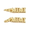 Brass Charms, Word MIMI, with Jump Ring, Cadmium Free & Lead Free, Rack Plating, Long-Lasting Plated, Real 18K Gold Plated, 10.5x3x1mm, Hole: 3.2mm