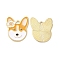 Alloy Enamel Pendants, Golden, Dog Charm, White, 25x21x1.2mm, Hole: 2mm