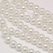 Eco-Friendly Dyed Glass Pearl Round Bead Strands, Cotton Cord Threaded, White, 6mm, Hole: 0.7~1.1mm, about 72pcs/strand, 15 inch