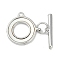 Brass & Shell Toggle Clasps, Cadmium Free & Nickel Free & Lead Free, Flat Round, Platinum, Flat Round: 15x15x1.5mm, Hole: 1.2mm, Bar: 16x4x2mm, Hole: 1mm