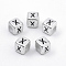 Plated Acrylic Beads, Horizontal Hole, Cube with Letter, Antique Silver, Letter.X, 6mm, Hole: 3mm, about 3000pcs/500g