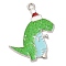 Christmas Alloy Enamel Pendants, Long-Lasting Plated, with Glitter Powder, Cadmium Free & Nickel Free & Lead Free, Platinum, Dinosaur, 31.5x26.5x1.5mm, Hole: 1.8mm