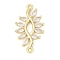 Brass Clear Cubic Zirconia Connector Charms, Long-Lasting Plated, Cadmium Free & Nickel Free & Lead Free, Real 14K Gold Plated, Leaf, 24.5x13.5x2.5mm, Hole: 1.2mm