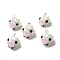 Handmade Lampwork Pendants, Sheep Charms, Pearl Pink, 21~27x18~20x18~23mm, Hole: 1.6~5mm