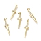Brass Micro Pave Clear Cubic Zirconia Pendants, with Jump Rings, Long-Lasting Plated, Sword, Golden, 31.5x8x2.5mm, Hole: 3mm