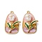 Alloy Enamel Pendants, with ABS Imitation Pearl and  Glitter Powder, Flower Shape Charms, Rack Plating, Teardrop, 31x20.5x10.5mm, Hole: 2mm