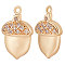 10Pcs Brass Micro Pave Clear Cubic Zirconia Pendants, Acorn Charm, Real 18K Gold Plated, 17x10.5x3mm, Hole: 1.4mm