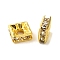 Brass Rhinestone Spacer Beads, Cadmium Free & Lead Free, Square, Crystal, 6x6x2.5mm, Hole: 1.8mm