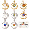 8Pcs 8 Colors Brass Micro Pave Clear Cubic Zirconia Glass Pendants, with Jump Ring, Long-Lasting Plated, Moon, Cadmium Free & Lead Free, Mixed Color, 21x16.5x4.5mm, Jump Ring: 5x0.8mm, 3.5mm Inner Diameter, 1pc/color