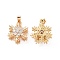 Brass Micro Pave Cubic Zirconia Pendants, Cadmium Free & Nickel Free & Lead Free, Real 18K Gold Plated, Snowflake Charms, Clear, 19x14x8mm, Hole: 5x2.5mm