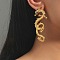 Alloy Stud Earrings, Dragon, Golden, 69x29mm