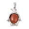 Natural Red Jasper Pendants, with Alloy and Iron Findings, Penguin, Platinum, 34x23.5x7mm, Hole: 8x4mm