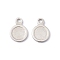Non-Tarnish 201 Stainless Steel Charms, Flat Round, Stainless Steel Color, 8x6x0.5mm, Hole: 1mm