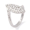 304 Stainless Steel Horse Eye Finger Ring for Women, with Rhinestone, Stainless Steel Color, 20mm, US Size 6~9(16.5~18.9mm)