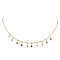 Natural Amethyst & Sunstone & Ruby & African Turquoise(Jasper) Faceted Round Bib Necklaces, 304 Stainless Steel Cable Chain Necklaces, Golden, Colorful, 15.94 inch(40.5cm)