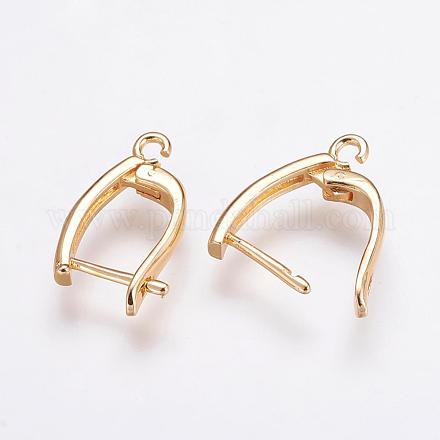 Латунные серьги-кольца с застежкой сзади ZIRC-F052-29G-1