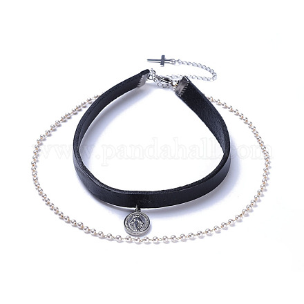 Колье колье из коровьей кожи NJEW-JN02391-1
