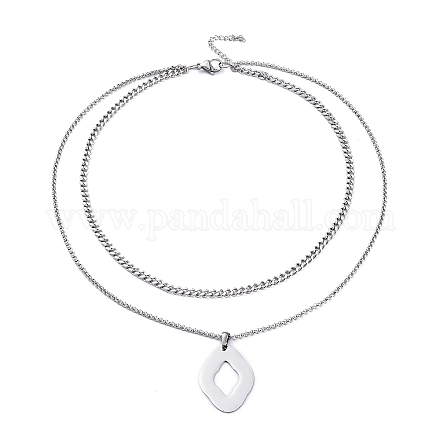 Двухслойные ожерелья из нержавеющей стали марки 304 NJEW-M181-05P-1
