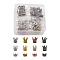 Brass Micro Pave Cubic Zirconia Beads, with Tibetan Style Alloy Beads, Crown, Mixed Color, 10.5~13x7~12mm, Hole: 1~6mm, 88pcs/box