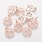 304 Stainless Steel Pendants, Flat Round with Dog Paw Prints, Rose Gold, 14x12x1.1mm, Hole: 4mm