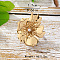 Flower Alloy with Plastic Pearl Finger Rings for Women, Gold, Inner Diameter: 17mm