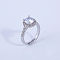 Glass Diamond Adjustable Rings with Cubic Zirconia, Brass Ring for Women, Platinum