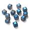 Frosted Crystal Glass Cube Beads Strands, Faceted, Marine Blue, 11x11x11mm, Hole: 1mm, about 79pcs/strand, 33 inch