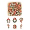 60Pcs 6 Style Light Gold Christmas Theme Alloy Enamel Pendants, Christmas Wreath with Bowknot & Candy Cane, Mixed Color, 10pcs/style