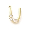 Brass Micro Pave Cubic Zirconia Pendants, LetterA-Z Charms, Golden, Letter U, 15.5x11x2.5mm, Hole: 1mm