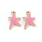 Rack Plating Alloy Pendants, with Enamel, Cadmium Free & Lead Free, Starfish, Light Gold, Flamingo, 17x11.5x3mm, Hole: 1.8mm