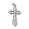 Rack Plating Brass Micro Pave Clear Cubic Zirconia Pendants, Long-Lasting Plated, Lead Free & Cadmium Free, Cross, Platinum, 34.5x20x3mm, Hole: 4x3.5mm