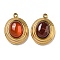 Natural Carnelian(Dyed & Heated) Pendants, 304 Stainless Steel Oval Charms, Golden, 19x14x7mm, Hole: 1.8mm