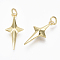 Brass Pendants, with Jump Rings, Nickel Free, Star, Real 18K Gold Plated, 23x10.5x4mm, Hole: 3mm