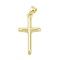 Brass Pendants, Cross, Lead Free & Cadmium Free, Long-Lasting Plated, Rack Plating, Real 18K Gold Plated, 25.5x13.5x2.5mm, Hole: 3.5x4.5mm