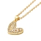 Brass Pave Clear Cubic Zirconia Heart Pendant Necklaces for Women, Real 18K Gold Plated, 18.50 inch(47cm), Pendant: 13x17mm