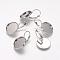 Brass Leverback Earring Findings, Round, Platinum, 20mm wide, 32mm long, Tray: 18mm, Pin: 0.8mm