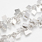 Handmade Brass Beaded Chains, Soldered, with Spool, Rhombus, Nickel Free, Real Platinum Plated, 5x3.6x0.4mm, about 32.8 Feet(10m)/roll