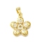 Brass Micro Pave Cubic Zirconia Pendants, Flower Charms, Cadmium Free & Lead Free, Long-Lasting Plated, Rack Plating, Real 18K Gold Plated, 21x18.5x3.5mm, Hole: 6x3mm