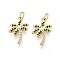 Brass Micro Pave Cubic Zirconia Pendants, Coconut Tree, with Jump Ring, Real 16K Gold Plated, 18.5x13x2mm, Hole: 3mm