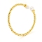 Rack Plating Brass Cuff Bangles with Plastic Pearl, Jewelry for Women, Cadmium Free & Lead Free, Real 18K Gold Plated, Inner Diameter: 2-1/8 inch(5.3cm)