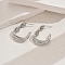 Stylish 201 Stainless Steel Hollow Heart Stud Earrings, Silver, 30x20mm