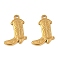 304 Stainless Steel Pendants, Cowboy Boots Charms, Ion Plating(IP), Real 18K Gold Plated, 25x19.5x3mm, Hole: 2mm