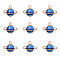 Alloy Enamel Pendants, Planet, Blue, Golden, 12x16.5x2.5mm, Hole: 1mm, 40pcs
