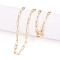 Brass Paperclip Chains, Drawn Elongated Cable Chains Necklace Making, with Lobster Claw Clasps, Real 18K Gold Plated, 24.01 inch(61cm) long, Link: 7.4x2.8mm, Jump Ring: 5x1mm