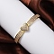 Rack Plating Brass Micro Pave Cubic Zirconia Hinged Bangles, Lead Free & Cadmium Free, Real 18K Gold Plated, Heart, Inner Diameter: 2-3/8 x1-3/4 inch(6.1x4.3cm), 13mm wide