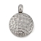 Non-Tarnish 304 Stainless Steel Charms, Textured, Flat Round Charm, Stainless Steel Color, 11x8x2mm, Hole: 1.8mm