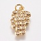 Brass Micro Pave Cubic Zirconia Charms, Grape, Golden, 15x9x2.5mm, Hole: 2mm